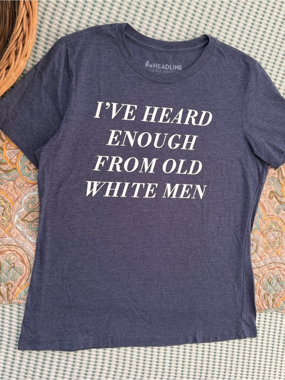 New Headline Shirts “I’ve Heard Enough From Old White Men” Graphic Tee Women’s M